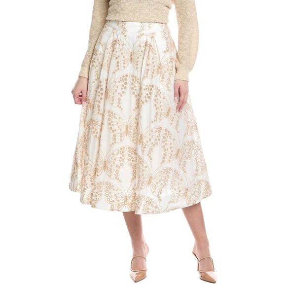 Milly WomensButterfly Eyelet A-Line Skirt White